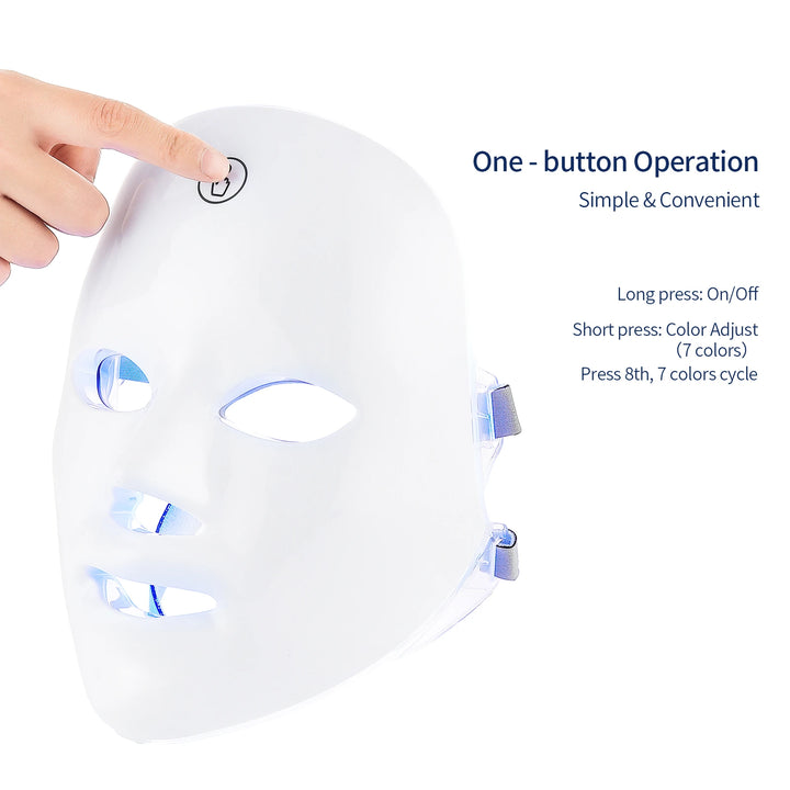 7 Colors LED Photon Facial Mask Skin Rejuvenation Anti Acne Facial Beauty Mask