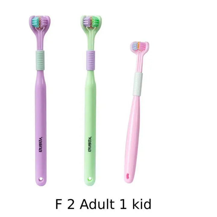 3D Stereo Three-Sided Toothbrush Ultra Fine Soft Hair Adult Kid Toothbrushes
