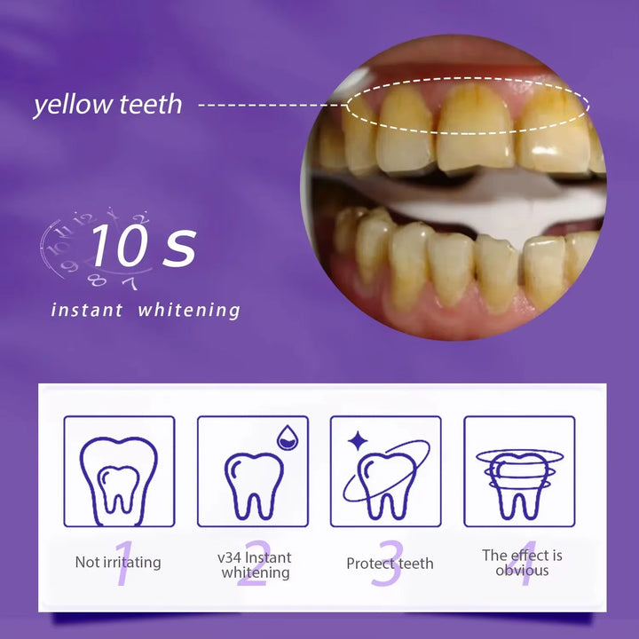 V34 Purple Teeth Whitening Toothpaste Remove Plaque Stains