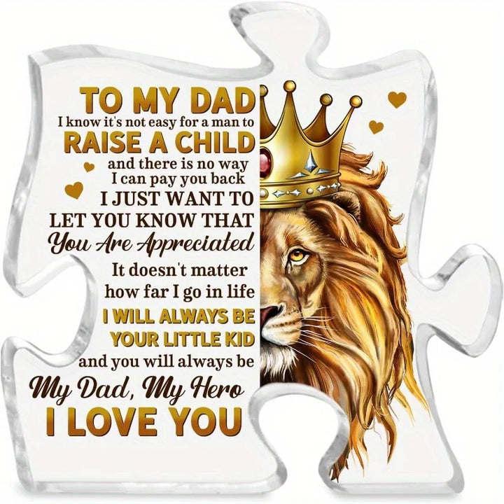 Personalized Dad Keepsake: Puzzle Acrylic Sign (Daughter/Son). Thank You Gift – Father’s Day (Grandpa/Stepdad/Father-in-law).
