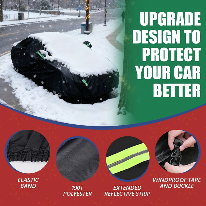 190T Thermal SUV Four-Door Full-Cover Car Cover Winter Snow and Frost Resistant Side Zipper Design Black Universal Fit