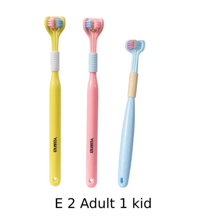 3D Stereo Three-Sided Toothbrush Ultra Fine Soft Hair Adult Kid Toothbrushes