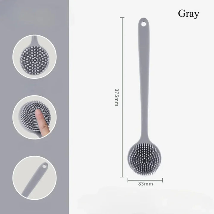 Soft Back Scrubber Brush Silicone Skin Massager Bath Shower Scrubbing Brush with Handle Body Wash Exfoliating Scrub Bath Supplie