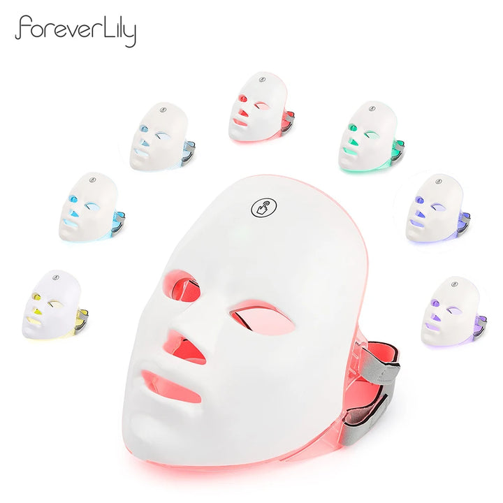 7 Colors LED Photon Facial Mask Skin Rejuvenation Anti Acne Facial Beauty Mask