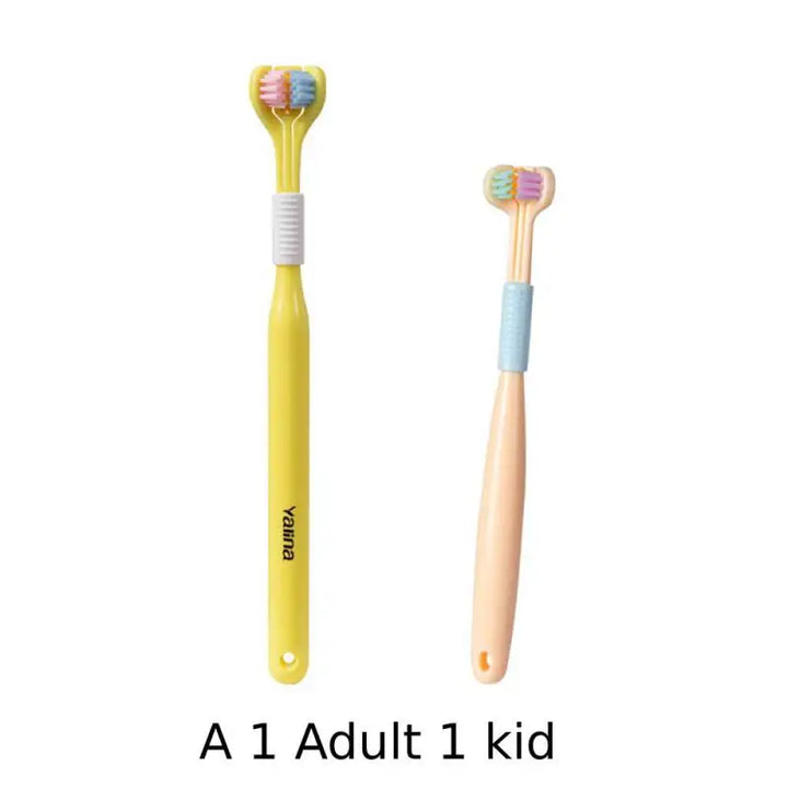 3D Stereo Three-Sided Toothbrush Ultra Fine Soft Hair Adult Kid Toothbrushes