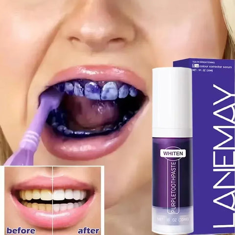 V34 Purple Teeth Whitening Toothpaste Remove Plaque Stains