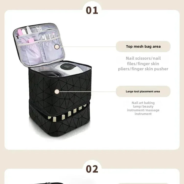 Portable Double-Layer Storage Bag - Nail Polish & Essential Oil Travel Organizer, Multi-Function Cosmetic Case