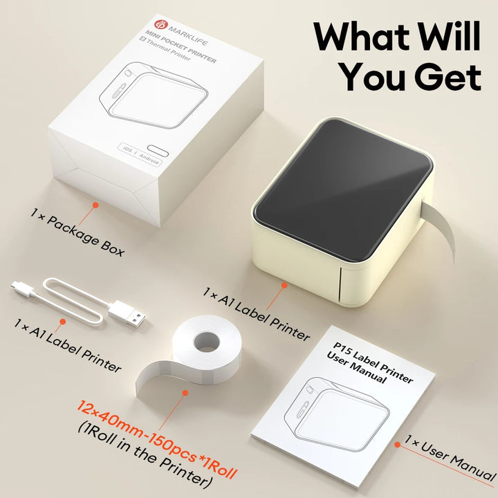 Marklife P15 Bluetooth Label Printer & Label Refills