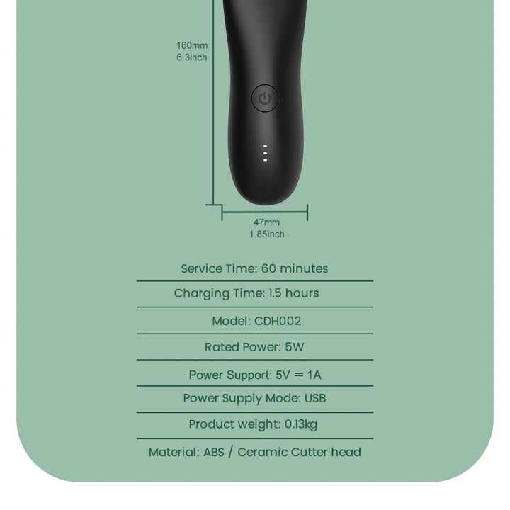 Men's Electric Groin & Body Shaver - Waterproof Dual Head Trimmer Kit w/ LED Light & Foil Blades