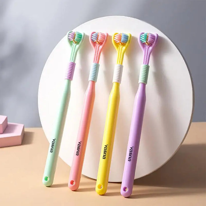 3D Stereo Three-Sided Toothbrush Ultra Fine Soft Hair Adult Kid Toothbrushes