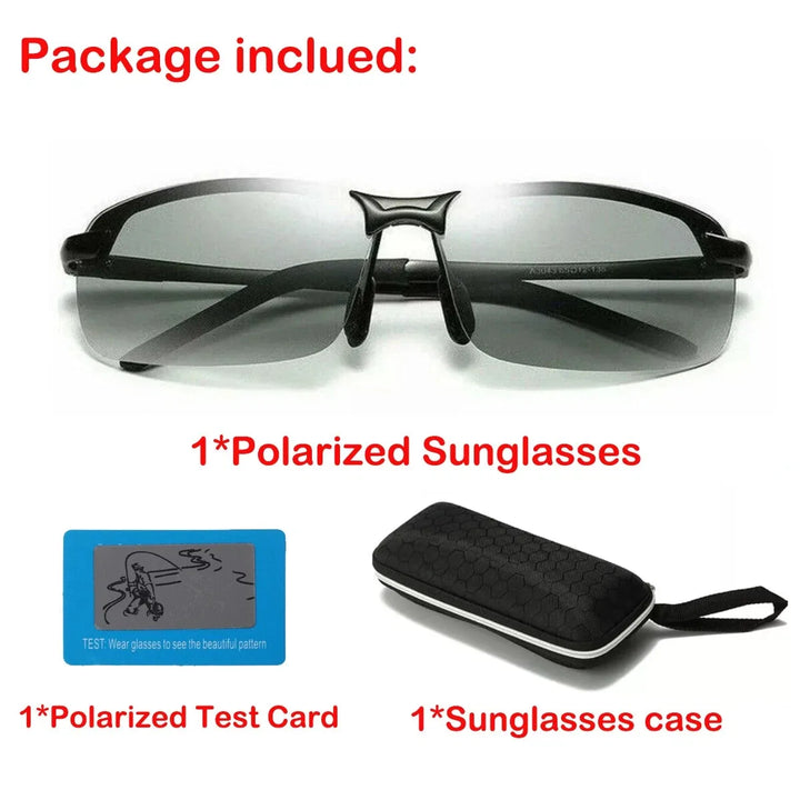Men Aluminium HD Polarized Photochromic Sunglasses Driving Chameleon Sun Glasses