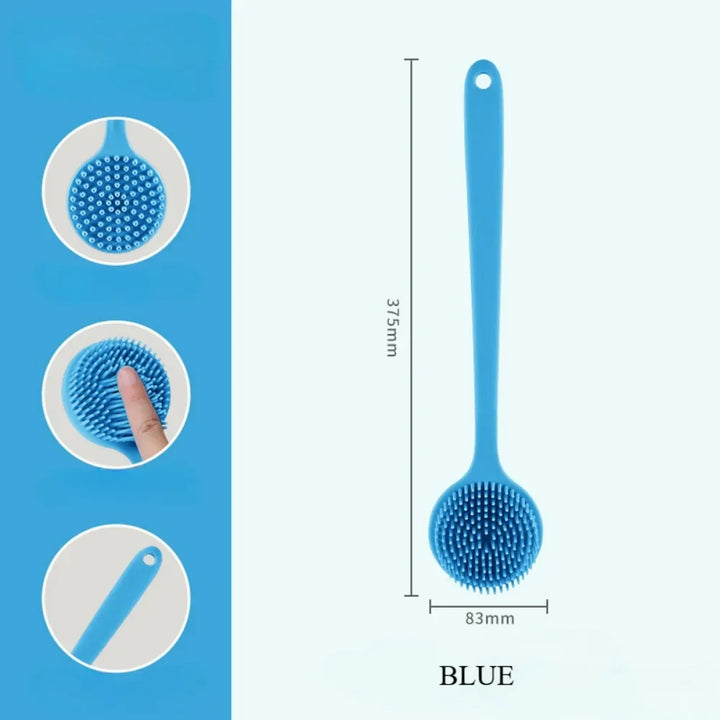 Soft Back Scrubber Brush Silicone Skin Massager Bath Shower Scrubbing Brush with Handle Body Wash Exfoliating Scrub Bath Supplie