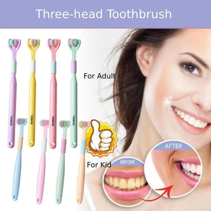 3D Stereo Three-Sided Toothbrush Ultra Fine Soft Hair Adult Kid Toothbrushes
