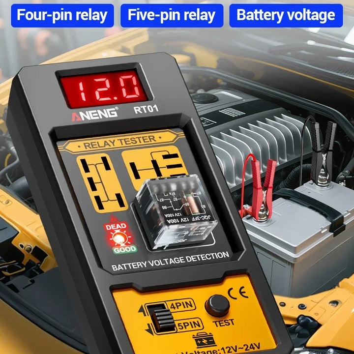 ANENG 11-25V Relay Detector RT01 Digital Universal 4/5 Pins Car Battery Vehicle Detection Digital Display Voltage Battery Tester