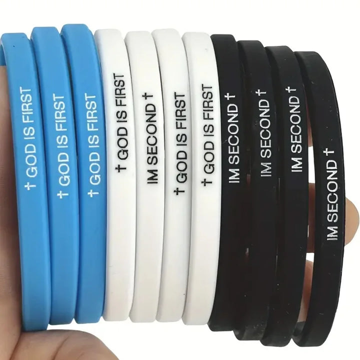 2pcs Mens Black White Silicone Bracelets With For Cross Symbol Durable Minimalist Wristbands Spiritual  Accessories For Men Gift