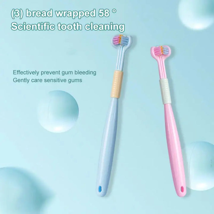 3D Stereo Three-Sided Toothbrush Ultra Fine Soft Hair Adult Kid Toothbrushes