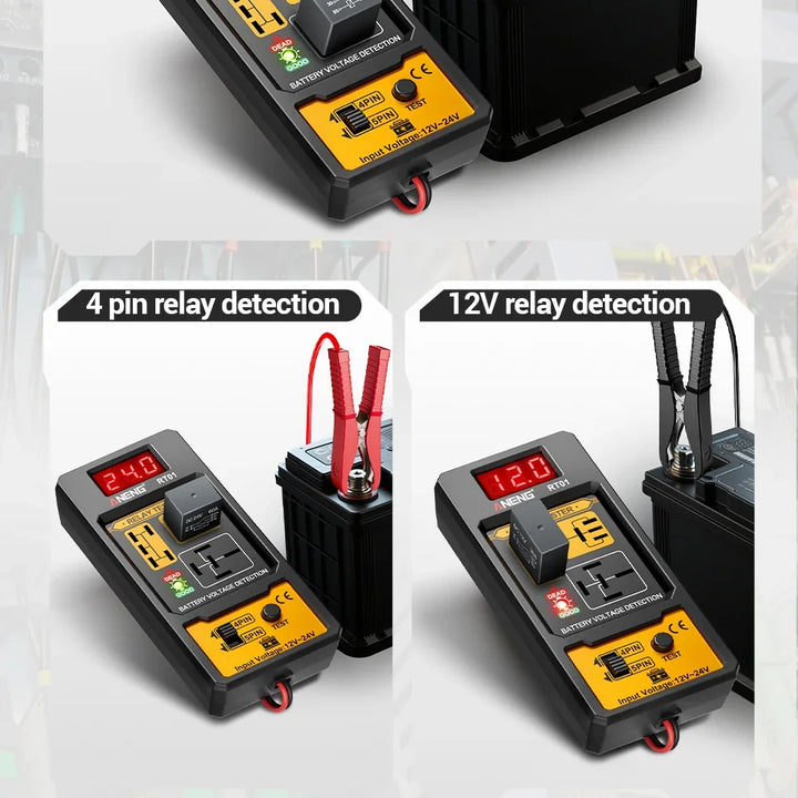 ANENG 11-25V Relay Detector RT01 Digital Universal 4/5 Pins Car Battery Vehicle Detection Digital Display Voltage Battery Tester