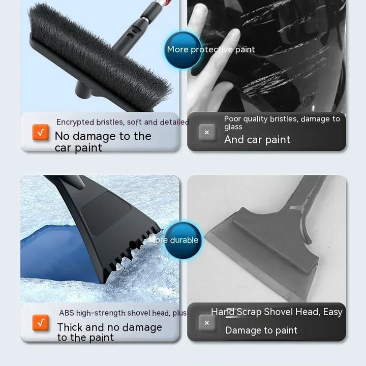 Winter Car Cleaner Extendable Snow Shovel Ice Scraper Brush Detachable Windshield Tool