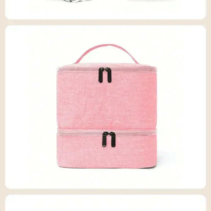 Portable Double-Layer Storage Bag - Nail Polish & Essential Oil Travel Organizer, Multi-Function Cosmetic Case