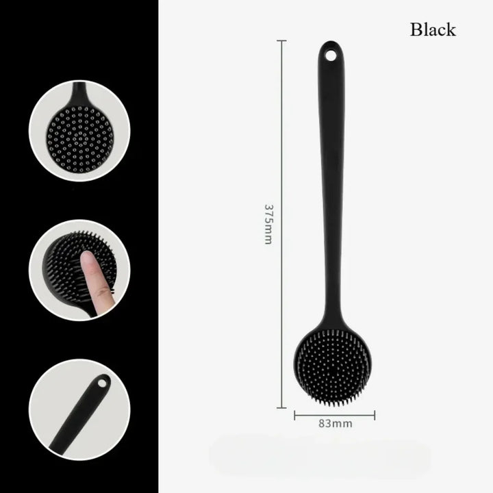 Soft Back Scrubber Brush Silicone Skin Massager Bath Shower Scrubbing Brush with Handle Body Wash Exfoliating Scrub Bath Supplie