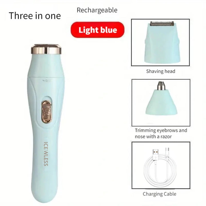 Multi functional 3-in-1 shaver, USB charging, underarm hair removal device, women's home eyebrow trimmer, nose hair trimmer