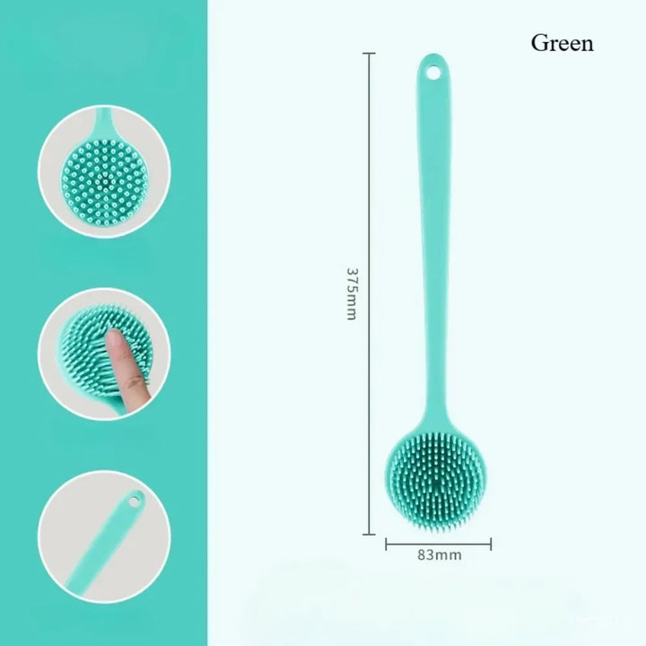 Soft Back Scrubber Brush Silicone Skin Massager Bath Shower Scrubbing Brush with Handle Body Wash Exfoliating Scrub Bath Supplie