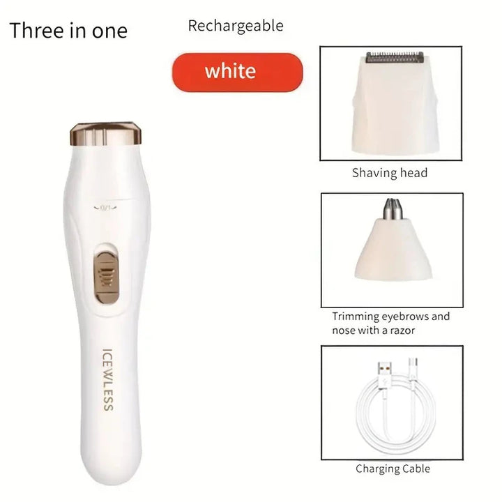 Multi functional 3-in-1 shaver, USB charging, underarm hair removal device, women's home eyebrow trimmer, nose hair trimmer