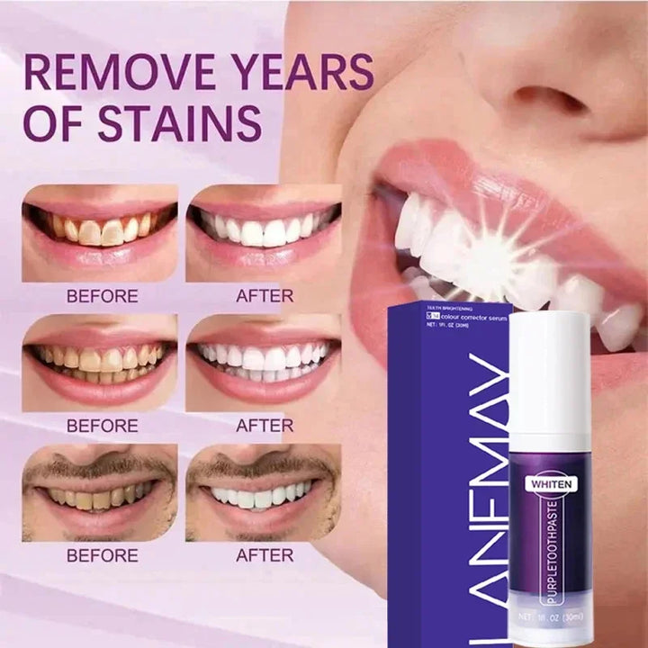 V34 Purple Teeth Whitening Toothpaste Remove Plaque Stains