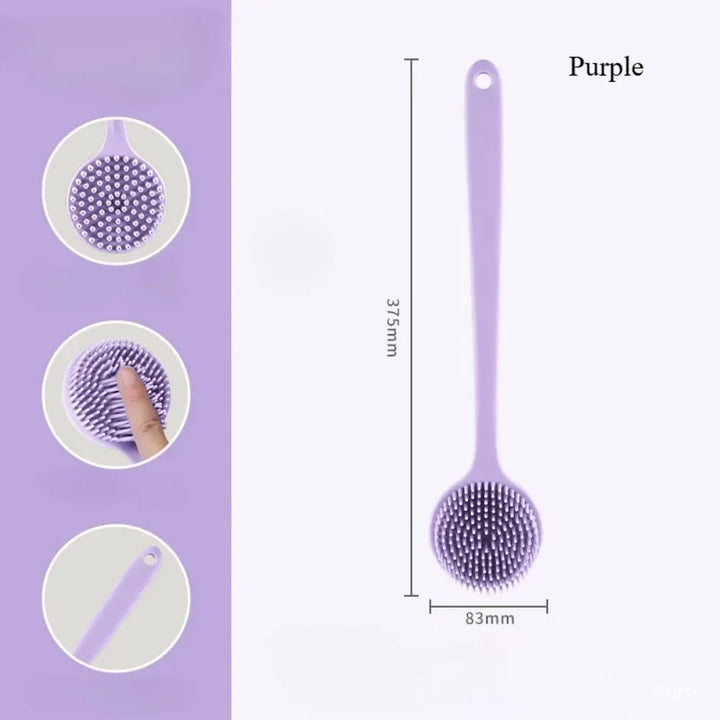 Soft Back Scrubber Brush Silicone Skin Massager Bath Shower Scrubbing Brush with Handle Body Wash Exfoliating Scrub Bath Supplie