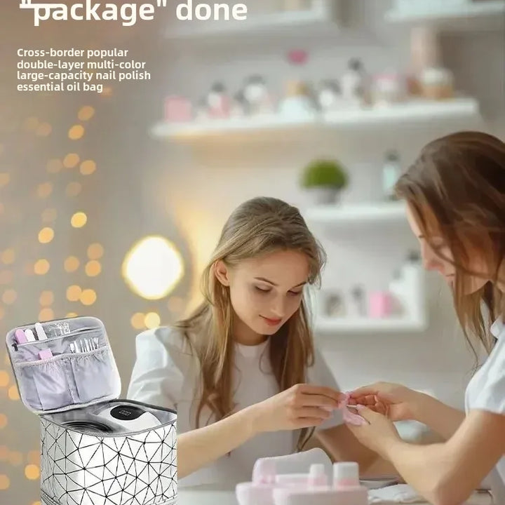 Portable Double-Layer Storage Bag - Nail Polish & Essential Oil Travel Organizer, Multi-Function Cosmetic Case