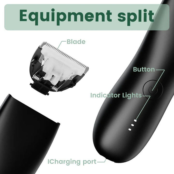 Men's Electric Groin & Body Shaver - Waterproof Dual Head Trimmer Kit w/ LED Light & Foil Blades