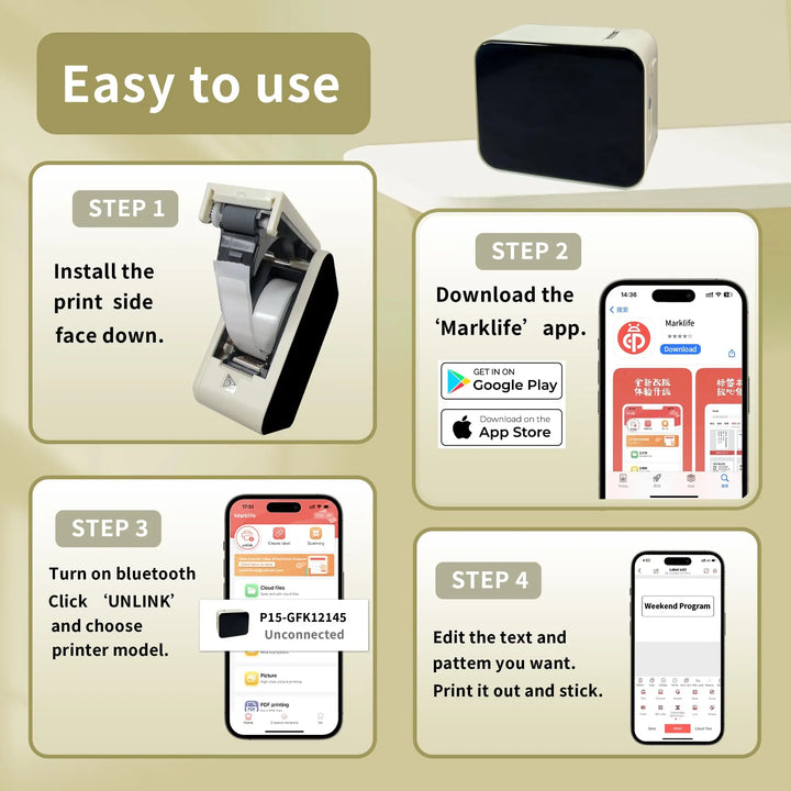 Marklife P15 Bluetooth Label Printer & Label Refills