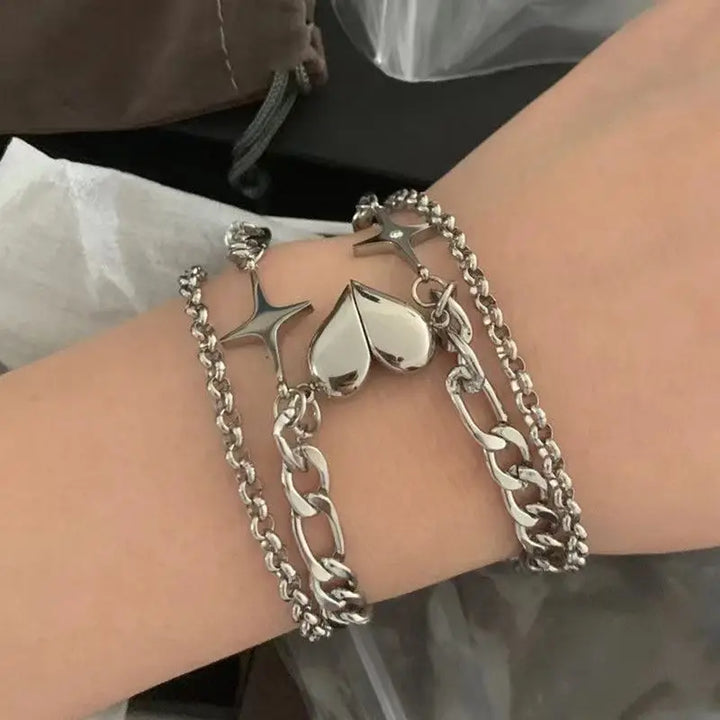 Love Magnet Buckle Bracelet Couple Magnetic Buckle Bracelet Creative Valentine's Day Magnet Heart Attraction Bracelet Couple Bracelet