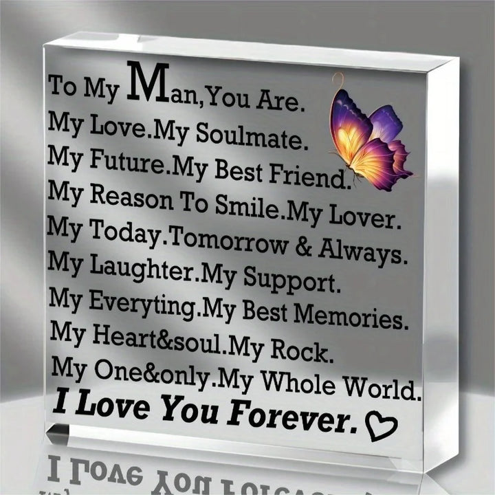 I Love You" Acrylic Centerpiece. Anniversary, birthday or Valentine's gift for him.