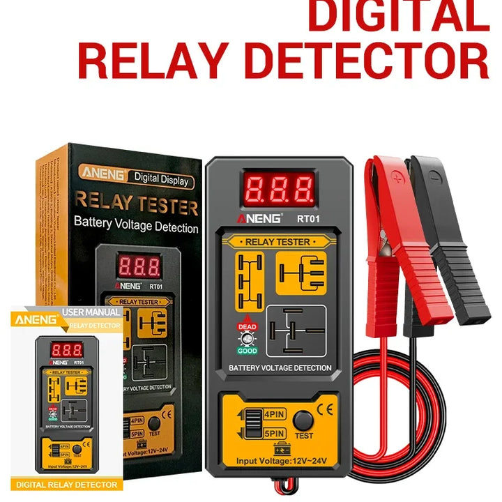 ANENG 11-25V Relay Detector RT01 Digital Universal 4/5 Pins Car Battery Vehicle Detection Digital Display Voltage Battery Tester