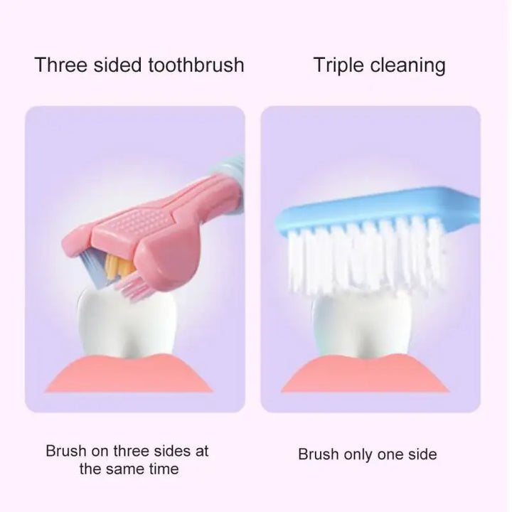 3D Stereo Three-Sided Toothbrush Ultra Fine Soft Hair Adult Kid Toothbrushes