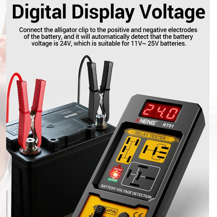 ANENG 11-25V Relay Detector RT01 Digital Universal 4/5 Pins Car Battery Vehicle Detection Digital Display Voltage Battery Tester