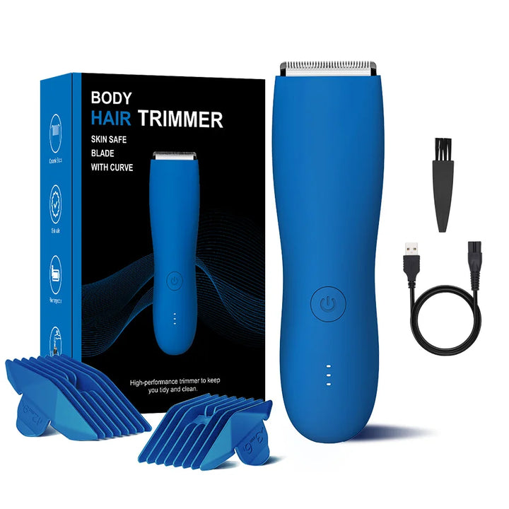 Men's Electric Groin & Body Shaver - Waterproof Dual Head Trimmer Kit w/ LED Light & Foil Blades