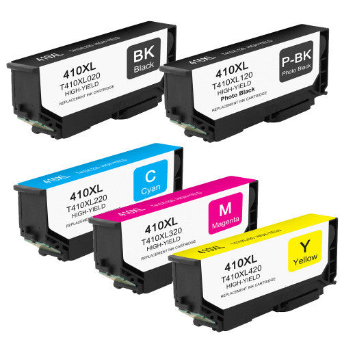 Epson 410XL Black & Photo Black Ink Cartridges, 5-Pack