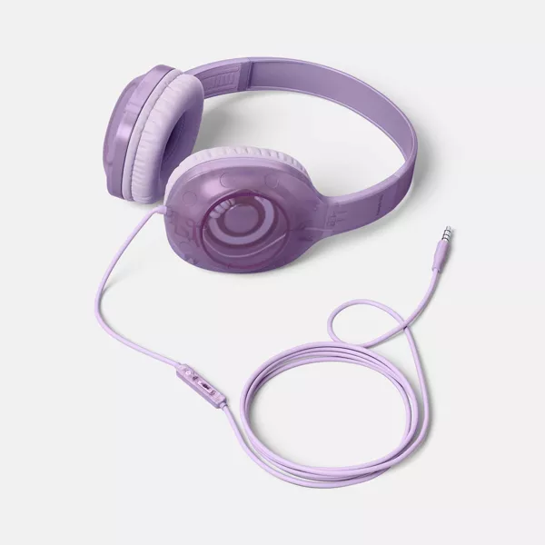 Wired on-Ear Translucent Jelly Headphones - Heyday™ Lavender: Built-in Microphone