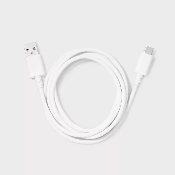 5' USB-a to USB-C Cable - Dealworthy™ White: Male-to-Male Connection, 5ft Length