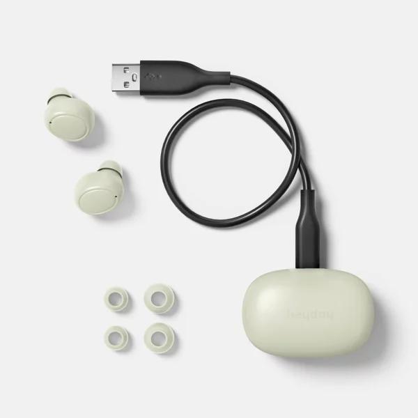 True Wireless Earbuds Active Noise Cancelling - Heyday™ Translucent Matcha: in-Ear Speaker, Silicone Cushions, 6 Hour Battery, Water-Resistant