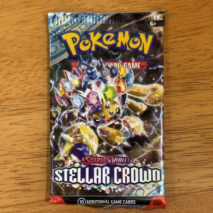 Stellar Crown English booster pack — artwork reference, one pack per purchase