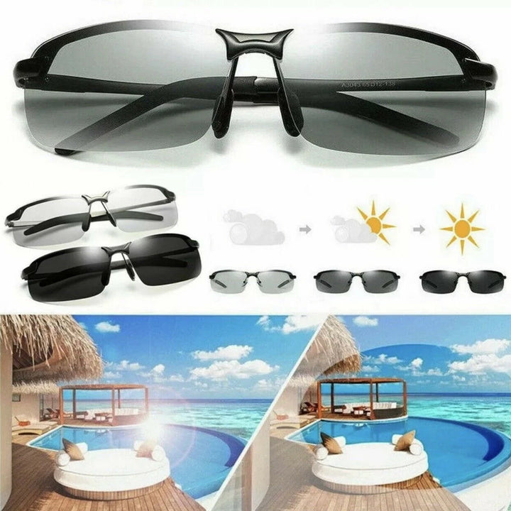 Men Aluminium HD Polarized Photochromic Sunglasses Driving Chameleon Sun Glasses