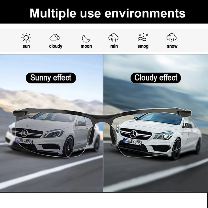 Men Aluminium HD Polarized Photochromic Sunglasses Driving Chameleon Sun Glasses
