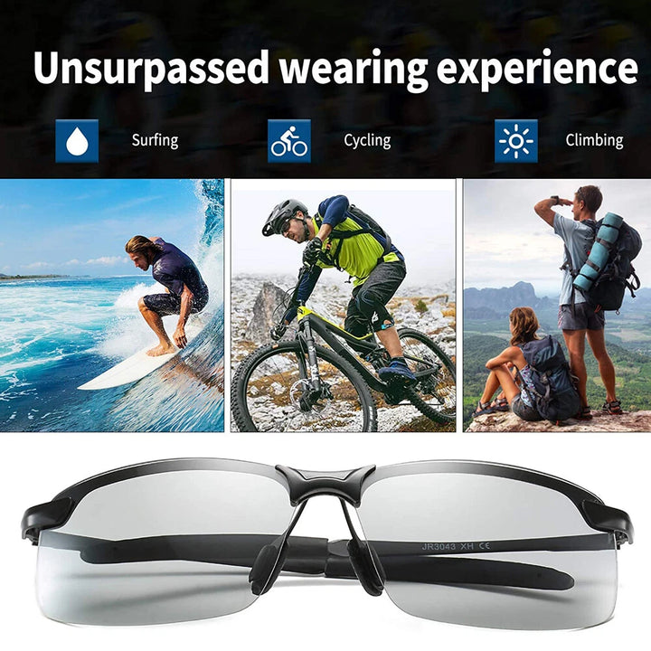 Men Aluminium HD Polarized Photochromic Sunglasses Driving Chameleon Sun Glasses